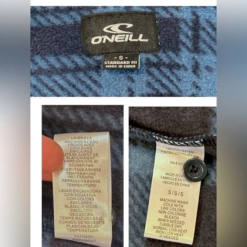 🆕️ O'NEILL Glacier Plaid Superfleece Flannel Button Down Size S